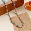 Collar de Zirconia de Cristal Color Caramelo Sweetheart Lujo Ligero Gama Alta Amor Cadena para Clavícula Arcoíris para Mujer Moderno Ins Nicho