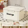 Caixa de Armazenamento Doméstica Espessa com Tampa para Lanches e Roupas, Caixa de Armazenamento de Brinquedos de Plástico Portátil de Grande Capacidade