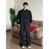 Nova jaqueta de terno preta estilo chinês oversized para homens, adequada para primavera e outono, com um visual moderno, sofisticado e estiloso, e um caimento relaxado e solto