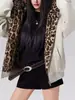 Sudadera Cálida de Orejas de Conejo Lindas para Otoño e Invierno Chaqueta de Forro con Estampado de Leopardo con Cremallera y Capucha