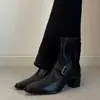 Versión de Cuero Suave~Elegante Temperamento Cuero Suave Adelgazantes de Moda Versátiles para Viajes Cortos Botas Adelgazantes para Mujer Cremallera Trasera Botines Botas de Moda.