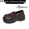Mocassins de Couro Genuíno com Solado Grosso Aumenta-Altura 2026 Novos Sapatos Outono/Inverno Estilo Acadêmico Feminino Sapatos Pequenos de Couro JK Flats de Slip-on