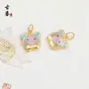 Venta al por mayor de fábrica Colgantes de Esmalte Chapados en Cobre Dorado Cabeza de Tigre Ciervo Gatito Gato Colgantes Pequeños Charms para Pulsera Collar DIY