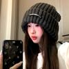 Chapéu de lã japonês feminino cabeça grande rosto pequeno ao ar livre inverno quente proteção de ouvido heap chapéu de malha masculino
