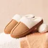 Chinelos peludos de sola grossa para mulheres, para usar no inverno ao ar livre, chinelos de algodão pelúcia e espessados para casa, antiderrapantes e quentes, chinelos de pelúcia da moda