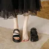 Sandalias de Suela Gruesa para Mujer 2025 Nuevo Estilo Romano de Hada Verano Sandalias Versátiles de Tira Única Zapatillas de Dos Usos para Exterior