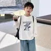 Camiseta de manga larga de algodón puro para niños, para primavera y otoño, camiseta interior para niños, top elegante con estampado de dibujos animados para niños mayores