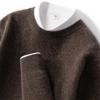 Tejido de Punto 100% Cachemira Tejido de Punto Cuello Redondo Otoño e Invierno Nuevo Suéter para Hombre Holgado Color Sólido Tejido de Punto Casual Camisa Base