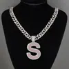 Popular Transfronterizo Europeo y Americano Más Vendido Aleación Pedrería Personalizado Creativo Cuadrado 26 Letras Inglesas Colgante Hip-Hop Collar
