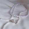 Collar de mariposa de perlas de doble capa suave para mujer, collar de temperamento simple que combina con todo, clavícula