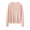 Suéter de Cachemira Pura para Mujer Otoño Invierno Nuevas Llegadas Ropa de Mujer Cuello Redondo Color Claro Suéter de Punto 100% Cachemira Prenda Base Superior