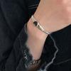 Pulsera Pesada de Corazón Negro de Plata S925 Versión Coreana para Mujer, Brazalete Abierto Vintage con Lazo de Moda, Joyería Creativa para la Mano