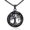 Colgante de árbol de la vida hueco de acero inoxidable collar con colgante de árbol hueco de acero de titanio ventas directas de fábrica