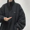 Chaqueta Polar Americana con Cuello Alto para Hombre Otoño Vintage Diseño Holgado Top Moda Callejera Marca de Moda Chaqueta Casual