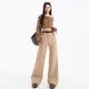 Naranja Infantil # Negro Puro Elegante Delgado de Pierna Ancha Traje Pantalones Casuales para Mujer Cintura Alta Adelgazantes Caída Versátil Pantalones de Pierna Recta