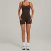 Macacão de Yoga Estilo Europeu e Americano com Bolsos Laterais para Corrida e Fitness, Feminino 15177