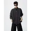 Suéter masculino gola alta, novo estilo outono 2026, marca da moda em fio bouclé, top de tricô solto retrô com meio zíper