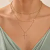 Colar Europeu e Americano Transfronteiriço Nova Moda Simples Pingente de Cruz Múltiplas Camadas Empilhadas Corrente Distinta na Clavícula