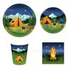 Mm123 Artículos de Mesa para Fiesta de Cumpleaños Temática Infantil al Aire Libre para Camping y Picnic, Set de 4 Piezas para 8 Personas, Plato de Papel, Vaso de Papel