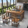 Nuevo juego de mesa de té y sillas estilo chino madera maciza mesa de té pequeña soporte para té apartamento pequeño oficina balcón mesa de té integrada un juego completo