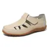 Sandalias retro hechas a mano superventas transfronterizas de alta calidad, zapatos de madre de suela blanda, zapatos casuales para mujer de cuero con velcro