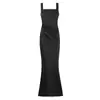 Vestido de Alça Estilo Desejo Puro com Estampa Espinha de Peixe Saia Cauda de Peixe Afina a Cintura Elegante Que Abraça os Quadris Vestido de Alça Longa para Mulheres