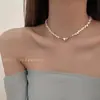 Pulsera Magnética de Corazón con Perlas de Agua Dulce Estilo Retro Francés, Cadena para el Cuello Elegante y de Moda, Juego de Cadenas para la Clavícula, Juego de Collar y Pulsera