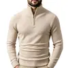 Suéter de punto liso para hombre para otoño e invierno, importado, con cuello medio alto y cremallera, talla grande, corte ajustado, suéter de capa interior de moda para hombre
