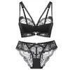 Lencería Sexy de Verano para Mujer, Estilo Francés de Encaje Ultradelgado, Puro Deseo, Busto Grande Parece Más Pequeño, Anticaída, Conjunto de Lencería Sexy para Mujer