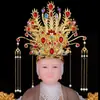 Estatua Divina de Anciana Negra Hu Sanyei Taonai Corona de Fénix Abuela de Taishan Niangniang Guanyin Estatua de Buda Tocado Corona de Cabeza Sombrero