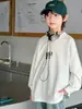 Camiseta de Manga Comprida para Meninos Primavera e Outono 2025 Nova Camiseta Básica de Outono Infantil para Crianças Mais Velhas, Moletom Fino de Outono na Moda