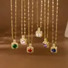 Collar de Diamante Cuadrado Super Flash de Color Popular Transfronterizo Moda de Gama Alta Versátil Temperamento Cadena para Clavícula de Circonita Colorida Venta al por Mayor