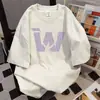 Camiseta de Manga Curta Estampada com Letras Retro Hip-Hop Pesada Marca da Moda Verão 2025 Par Solta Versátil