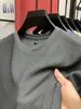 Camiseta de Malla de Bambú Hilo de Seda Hielo para Hombre Manga Corta Cuello Redondo 2023 Nueva Explosión Camiseta para Hombre Camisa Base Sangre Color Sólido de Verano Delgada