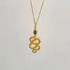 Traje Cobra Banhado a Ouro Fino Luxo Leve Vintage Peça Única Corrente Cyber Celebridade Estilo Ins Corrente da Clavícula Cobra do Zodíaco Feminina