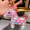 Llavero de poni de diamantes lindo coreano para mujer, llavero creativo para llaves de coche, colgante de bolso de moda, regalo al por mayor