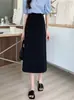Moda Otoño 2026 Elegante Falda de Línea A de Moda para Mujer, de Cintura Alta, Adelgazante, con Abertura, de Largo Medio, Falda Exterior, Moderna