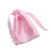 Bolsa de armazenamento para máscara de dormir de seda sintética, bolsa de tecido, bolsa com cordão de seda sintética acetinada, armazenamento de cosméticos estilo simples