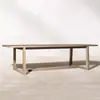Mesas y Sillas de Exterior, Jardín de Patio de Villa, Mesa Larga de Madera Maciza, Muebles de Ocio para Terraza de Casa Modelo, Mesa de Comedor de Exterior de Diseñador