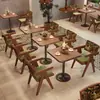 Sofás e Mesas e Cadeiras de Rattan Retrô para Stands Comerciais Nanyang Mesas e Cadeiras para Restaurante com Tema do Sudeste Asiático Café Famoso na Internet