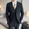 Soporte para Dropshipping para Traje de Hombre Delgado de Dos Botones para Douyin Traje de Vestir de Tres Piezas Casual de Negocios