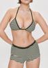2025 Nuevo Popular Europeo y Americano Moda Fresca Rayas Multicolor de Cuello Halter con Cordones Calzoncillos Tipo Boxer Conjunto de Bikini