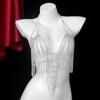 Corrente de Corpo com Franjas Totalmente Cravejada de Pedras Exagerada Personalidade Europeia e Americana Moda Feminina Alta Qualidade Strass Traje de Biquíni Corrente para Seios