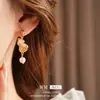 Pendientes de Calabaza con Cierre de Seguridad, Madreperla y Circonita, Lujo Ligero, Sensación de Alta Gama, Pendientes Versátiles, Nuevo Estilo Chino, Pendientes Exquisitos de Nicho para Mujer