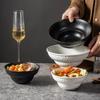 Calabaza con Patrón de Piedra para Ramen, Vajilla de Cerámica Negra y Blanca de Alta Gama, Bol para Snacks de Forma Especial, Bol para Ramen, Bol para Verduras, Bol para Ensalada