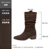 Aumento de Altura de 8 cm~Tacón Grueso en V Suela Gruesa Forradas de Felpa Botas de Media Caña Nuevas para Mujer Otoño e Invierno 2026 Botas Martin Nuevas para Mujer