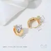 Pendientes de Hoja de Rosa Rellenos de Oro de 14K, Gama Alta, Lujo Accesible, Nicho, Pendientes de Gama Alta, Nuevos Broches de Oreja con Micro-Adornos, Anillos Lisos