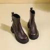 Botas estilo Martin com zíper lateral retrô para mulheres, nova coleção outono/inverno 2026, com sola grossa, salto tratorado, tornozeleiras, couro macio, forradas com fleece e botas quentes de algodão