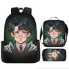 Mochila Escolar Harry Potter de Tres Piezas Mochila Casual para Hombres y Mujeres Mochila para Estudiantes Impresa de Gran Capacidad Mochila para Exteriores