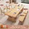 Escritorio grande moderno minimalista nórdico de madera maciza, sofá de ocio, diseño libre para sala de estar, mesa larga para leer, estudiar y trabajar